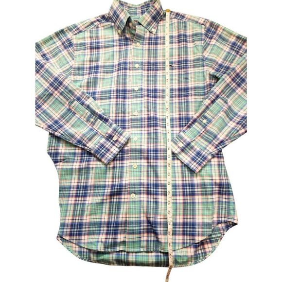 Vineyard Vines 'Classic Fit Tucker' shirt men medium plaid LS Poly button up - Picture 5 of 7